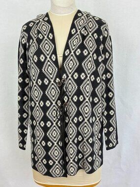 Wrangler Retro Cardigan Aztec Print Hooded Southwestern Rodeo Soft Cowgirl L
